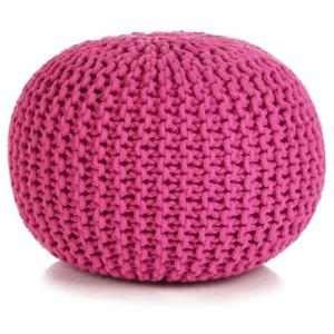 Puf tricotat manual, bumbac, 50 x 35 cm, roz