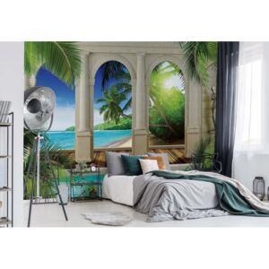 Fototapet - Tropical Beach 3D Archway View Papírová tapeta - 368x254 cm