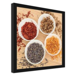 CARO Imagine în cadru - Spices In White Bowls 50x50 cm Negru