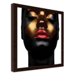CARO Imagine în cadru - Black Skin And Red Lips 20x20 cm Maro