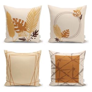 Set 4 fețe de pernă Minimalist Cushion Covers Pastel Color Leaves, 45 x 45 cm