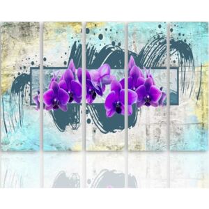 CARO Tablou pe pânză - Purple Flowers 2 100x70 cm