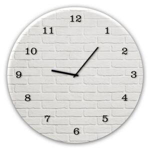 Styler Ceas de perete din sticlă - White Brick | Dimensiuni: 30x30 cm