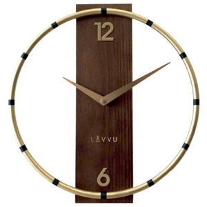 Ceas de perete Lavvu Compass Wood auriu, diam. 31 cm