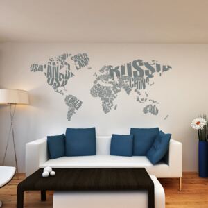 World map - autocolant de perete Gri 200 x 100 cm