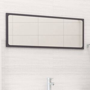 Oglindă de baie, gri extralucios, 90x1,5x37 cm, PAL