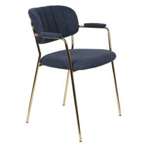Set 2 scaune brate albastru metal auriu Jolien