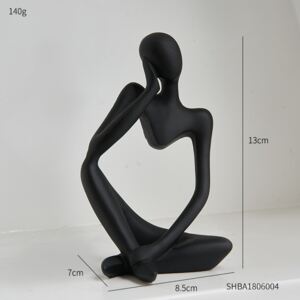 Mini Statueta ganditor C, polirasina, Negru, 13cm