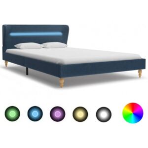 Cadru de pat cu LED-uri albastru 140x200 cm material textil
