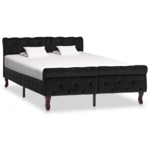 Cadru de pat negru 120 x 200 cm catifea