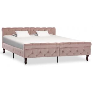 Cadru de pat roz 160 x 200 cm catifea