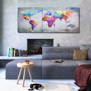 Set tablouri din pânză harta lumii multicolor 150 x 60 cm
