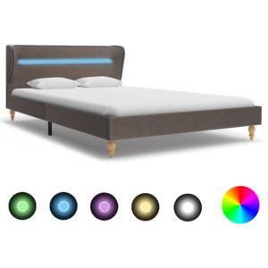 Cadru de pat cu LED-uri, gri taupe, 120x200 cm, material textil