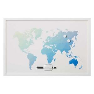 Tablă de afișaj VICTORIA, magnetică, 60x40 cm, ramă albă din lemn, VICTORIA, "Harta lumii"