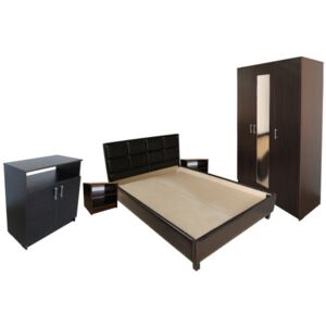 Dormitor Soft Wenge cu pat tapitat Wenge pentru saltea 140x200 cm
