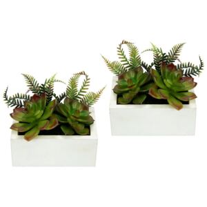 Set de 2 plante artificiale The Seasonal Aisle, verde/alb, 11 x 8 x 13 cm