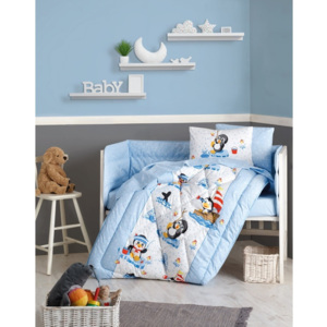 Set lenjerie de pat din bumbac pentru copii Penguen