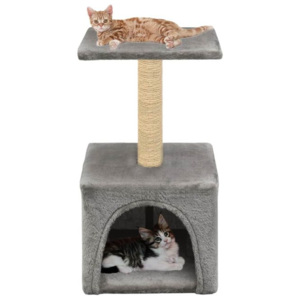 Ansamblu pentru pisici, stâlp cu funie de sisal, 55 cm, gri