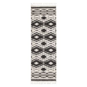 Covor Asiatic Carpets Taza, 80 x 240 cm, alb-negru