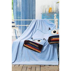Pernă şi pătură pentru copii 2 in 1 Bufniţă, albastru
