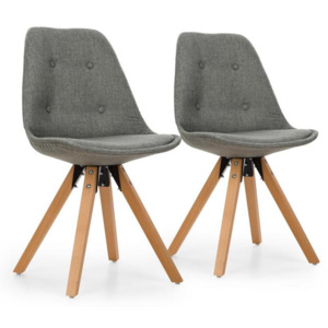 OneConcept Iseo, scaun, set de 2 piese, construcíe polimerizată, lemn de mesteacăn, culoare gri