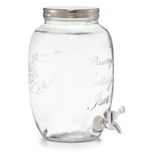 Borcan cu robinet transparent/argintiu din sticla si inox 5 L Country Style Dispenser Zeller