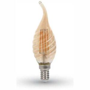 Bec led filament 4W E14 flacara twist Amber alb cald