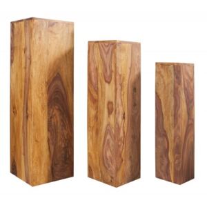 Set 3 masute maro din lemn de palisandru indian Pillar Invicta Interior