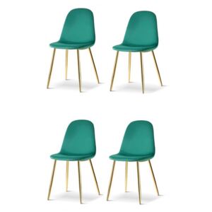 Set de 4 scaune Gaviota, verde/ auriu, 88 x 53 x 44 cm