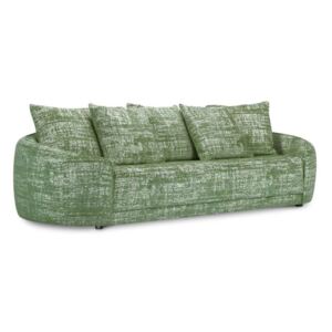 Canapea clasică Leonarda 4 locuri, 85x105x265 cm, chenille/ stejar negru/ lemn de pin/ pal/ placaj, verde