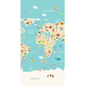 Prosop de plajă cu imprimeu HIP Worldmap, 150 x 75 cm