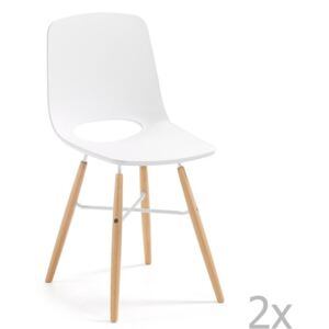 Set 2 scaune cu picioare de lemn La Forma Kint, alb