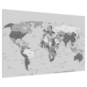 Tablou albnegru cu harta lumii (K012202K9060)