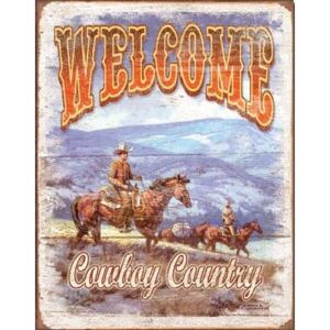 WELCOME - Cowboy Country Placă metalică, (31,5 x 40 cm)