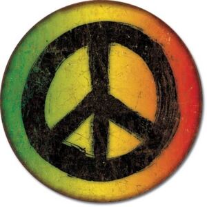 Rasta Peace Sign Placă metalică, (30 x 42 cm)