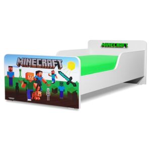 Pat copii Minecraft 2-8 ani cu saltea cadou