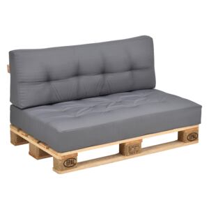 [en.casa]® Garnitura mobilier paleti - canapea - 2 x perne + palet - gri deschis
