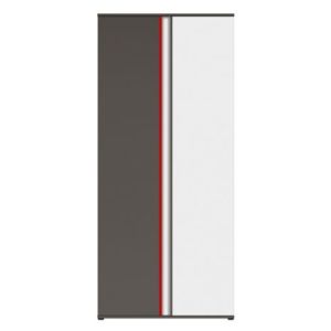 Dulap Graphic SZF2D/B, carcasa gri wolfram front alb mat cu decoratiune rosie
