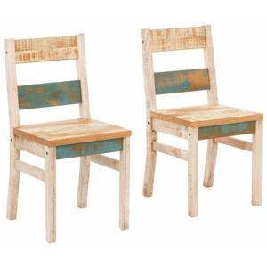 Set 2 scaune din lemn masiv de pin Støraa Marilyn, crem - turcoaz