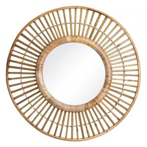Oglinda rotunda maro din bambus si sticla 60 cm Hebert Ixia