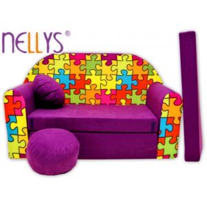 Canapea extensibilă copii Nellys ® 65R, puzzle violet