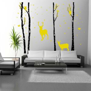 GLIX Birch grove - autocolant de perete Negru și galben 330x230 cm