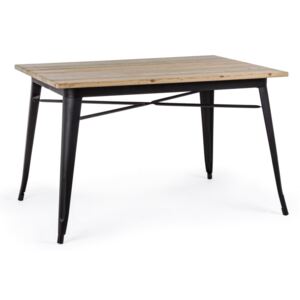 Masa din fier negru cu blat lemn maro Minnesota 120x80x75 cm