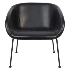 Fotoliu din piele ecologica Lounge Chair Feston Black | ZUIVER