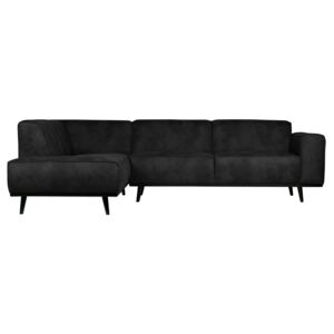 Canapea pe colt (stanga) din piele intoarsa artificiala Statement Corner Sofa Left Suedine Black | BE PURE HOME